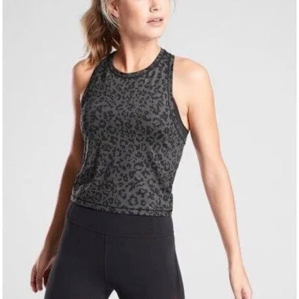 Athleta Black Leopard Print Tank Top